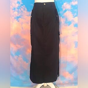 Cool Girl Black Cargo Maxi Skirt
